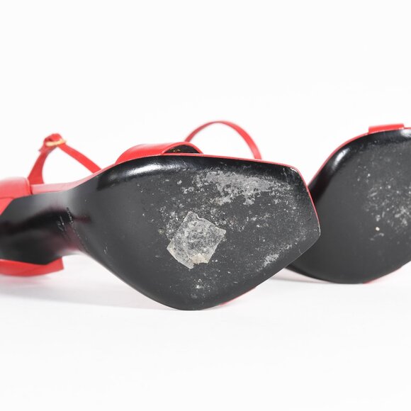 Saint Laurent Amber 85 Red Leather Sandals – Iconic and Elegant Design - Picture 14 of 15